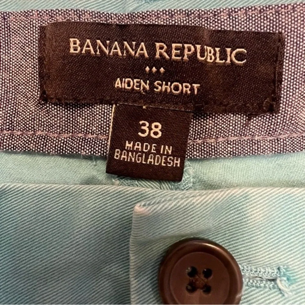 Banana Republic Aiden‎ Shorts Aqua Blue 100% Cotton Flat Front Chino Size 38